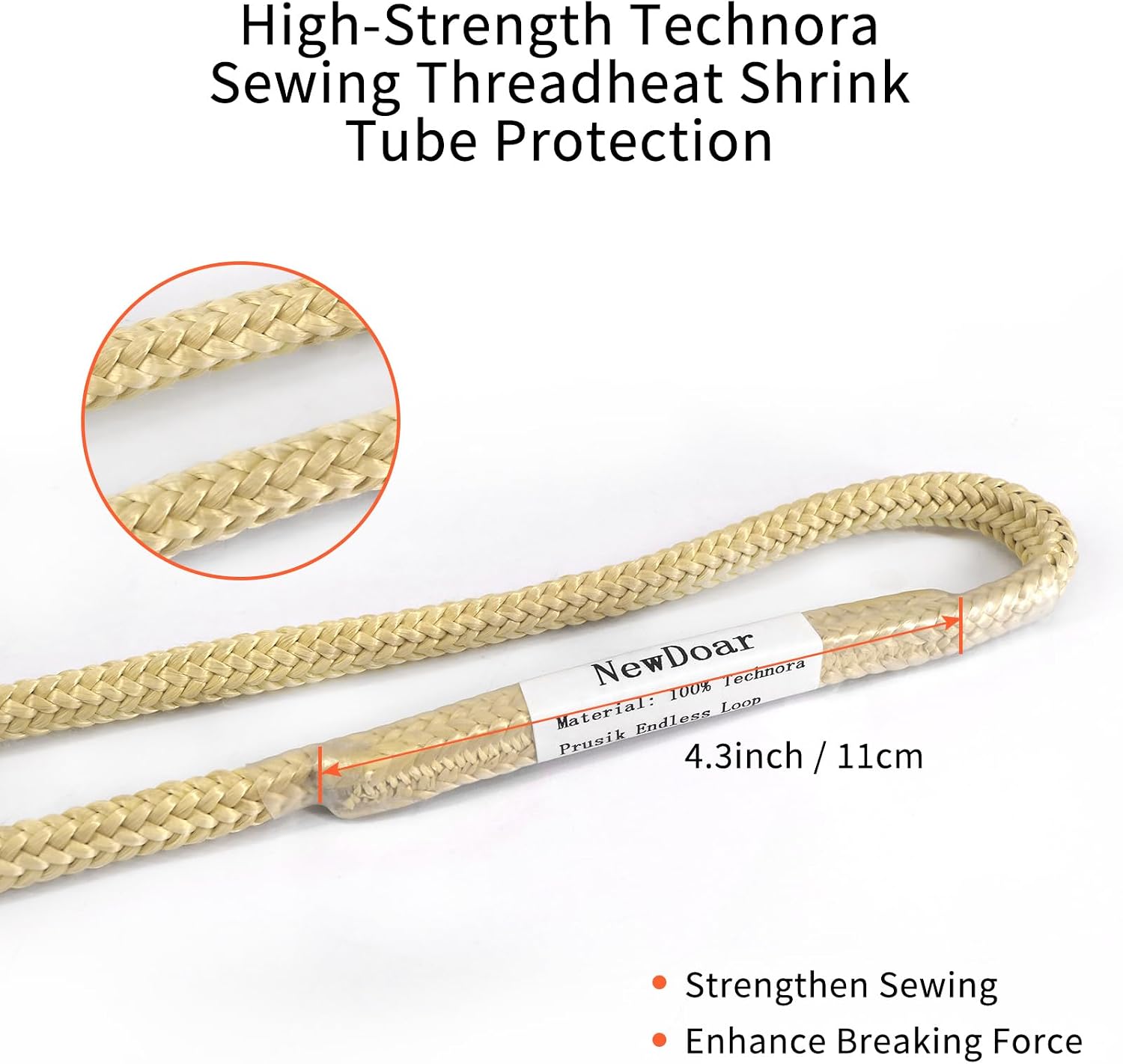 100% Kevlar Braided Friction Hitch,5620 MBS,Prusik Arborist Rope, Abrasion/Flame Resistant, High Strength Rescue
