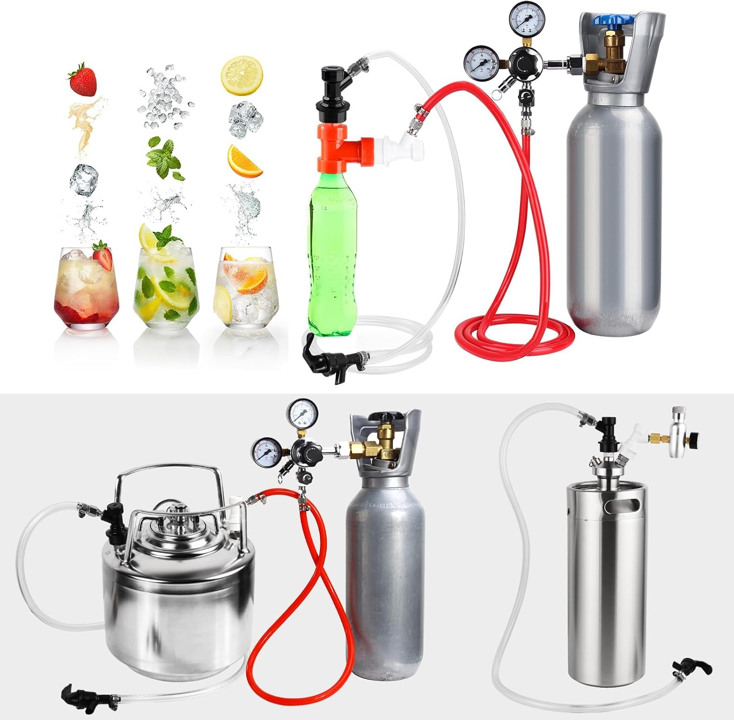 5 FT Ball Lock Beer Line Assembly Kit 3/16" Beer Hose & Picnic Tap | Faucet PVC Brewing Tubing Ball Lock Quick