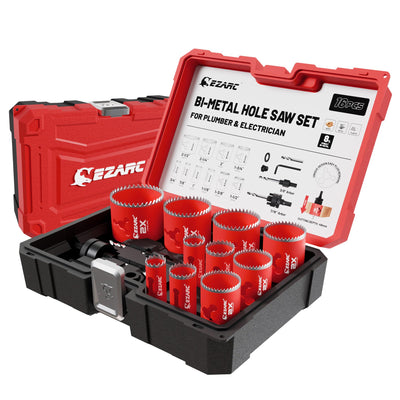 EZARC 16PCS Bi-Metal Hole Saw Kit, 3/4"-2-1/2", Cuts Multi-Materials