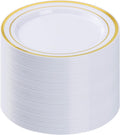 100Pcs Gold Plastic Plates, 10.25 Inch Disposable Dinner Plates