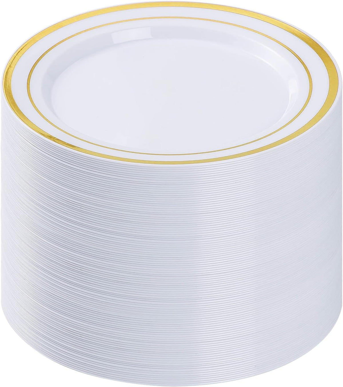 100Pcs Gold Plastic Plates, 10.25 Inch Disposable Dinner Plates