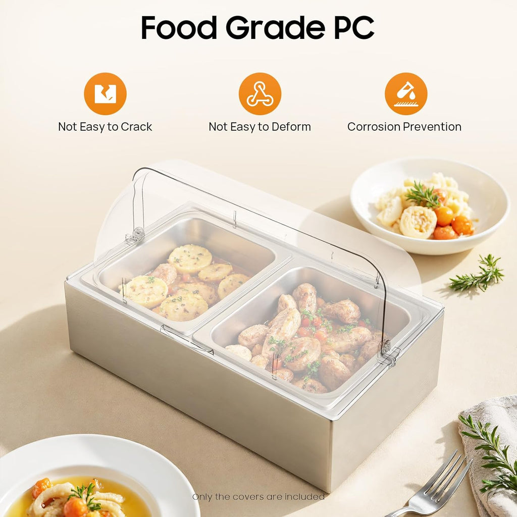 Clear Chafing Dish Covers Full Size Cover Lid, Roll Top Display Chafing Dish Wind Guard for Cupcake Dessert Cake