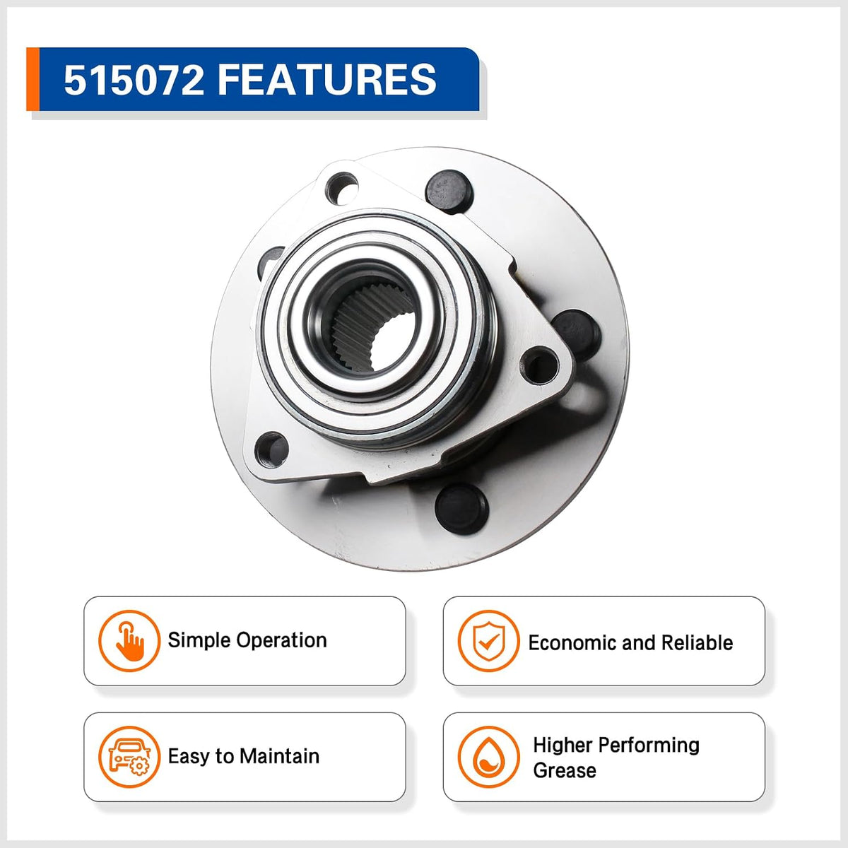 PAROD Pair 515072 Front Wheel Hub and Bearing Assembly Compatible with 2002-2008 Dodge Ram 1500, 5 Lugs