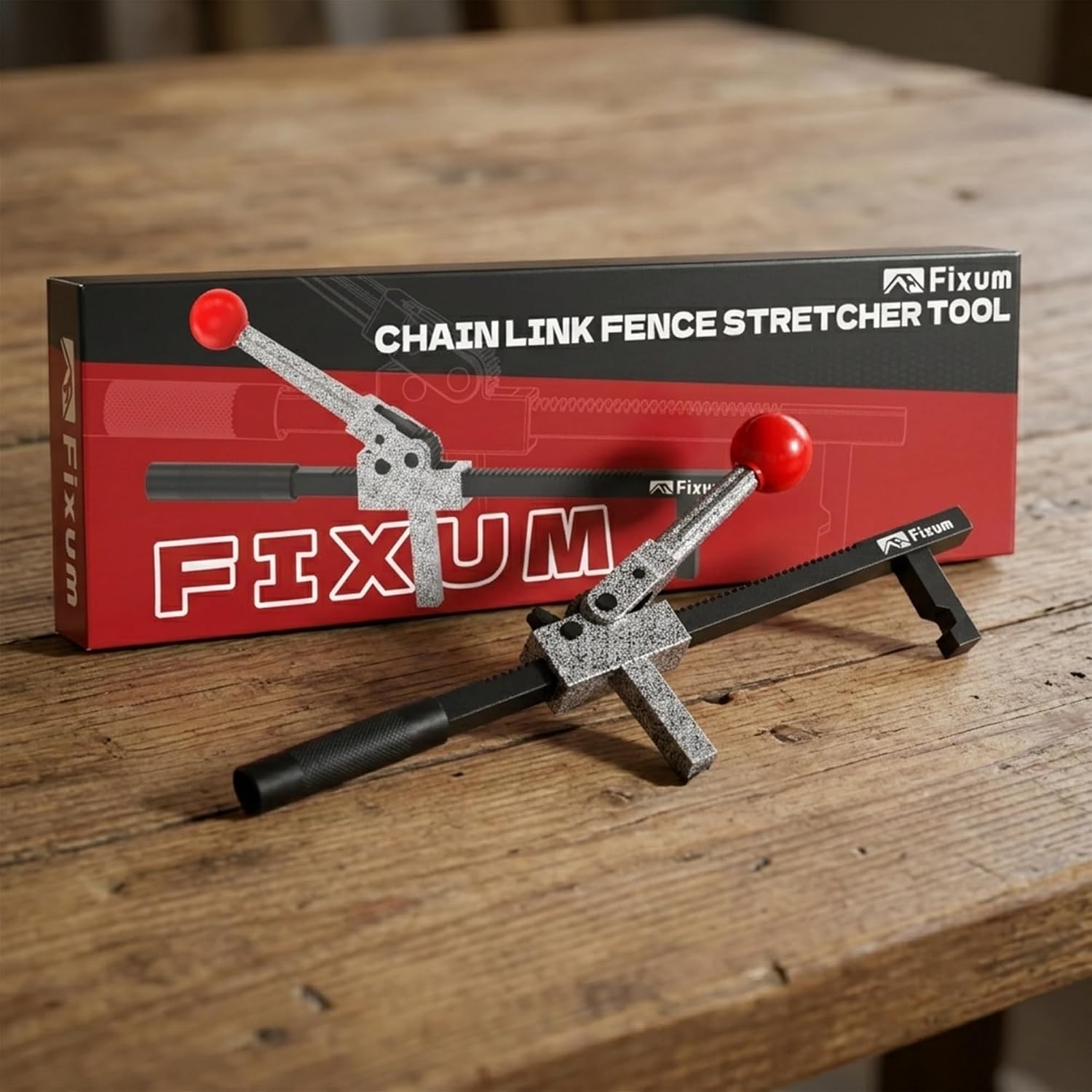 Chain Link Fence Stretcher Tool, Ratcheting Wire Fence Tightener & Puller for Woven Wire Fence, 3″–12″ Tension Range