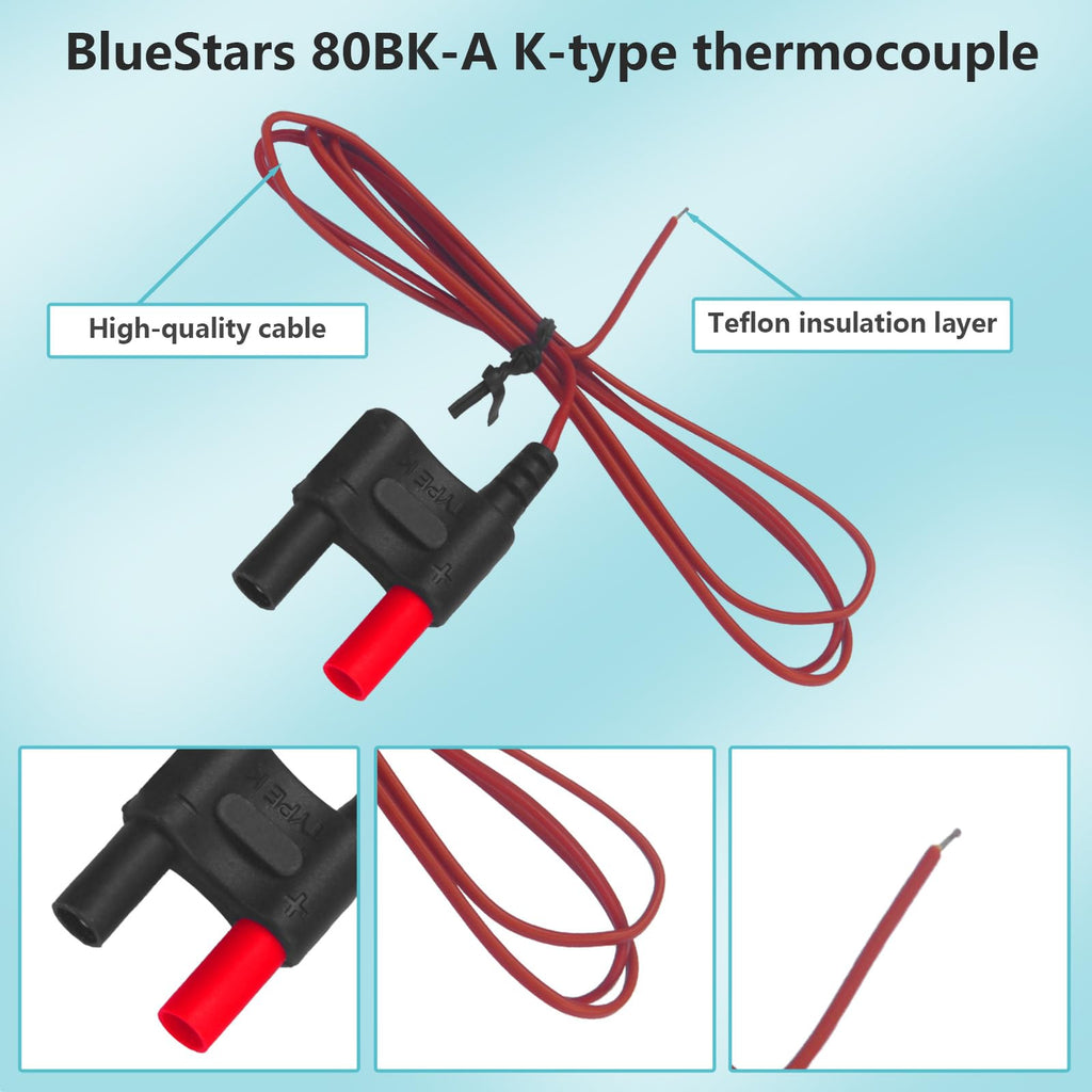 80BK‑A Type K Thermocouple, Temperature Bead Probe Fits Fluke Multimeter