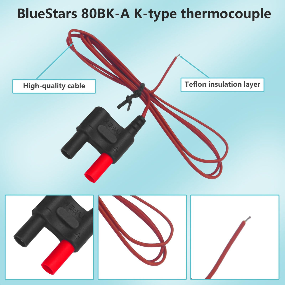 80BK‑A Type K Thermocouple, Temperature Bead Probe Fits Fluke Multimeter