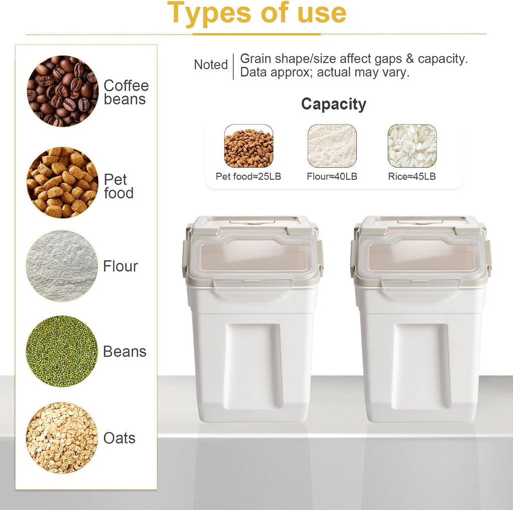 Airtight Flour Storage Container, 50lb 4Pack Gray