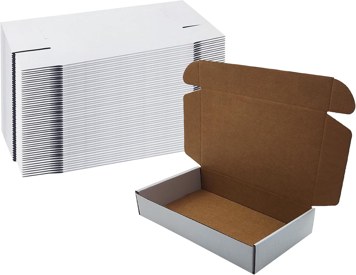 8 x4 x2 inches Shipping Boxes, 50 Pack White Cardboard Corrugated Mailers