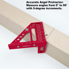 ViewReal Premium Carpenter Square Hole Scribing Ruler Woodworking Square 22.5-90 Degree Measuring Ruler with Angle Pin,Versatile Multi Angle Square for Woodworking, Engineering, and Construction