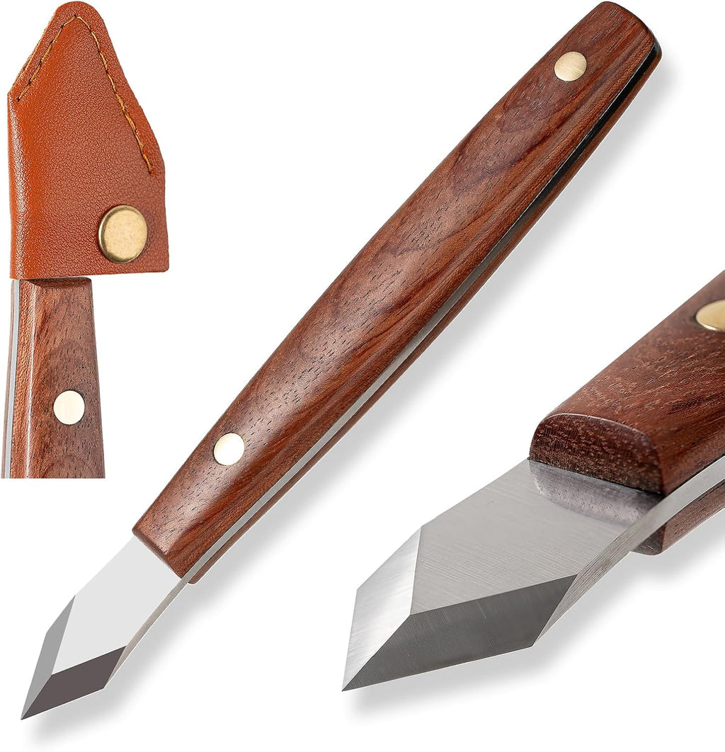 Marking Knife Woodworking Heavy Duty Scribing Gauge Knife Leather Sheath Carbon Steel Double Beveled Blade Striking
