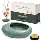 Japanese Flower Frog Vase Set, Celadon Glaze
