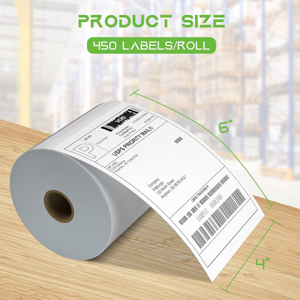 4x6 Direct Thermal Shipping Labels - 4 Rolls of 450 Labels/Roll, Compatible with Zebra 2844/ZP450/ZP500/ZP505