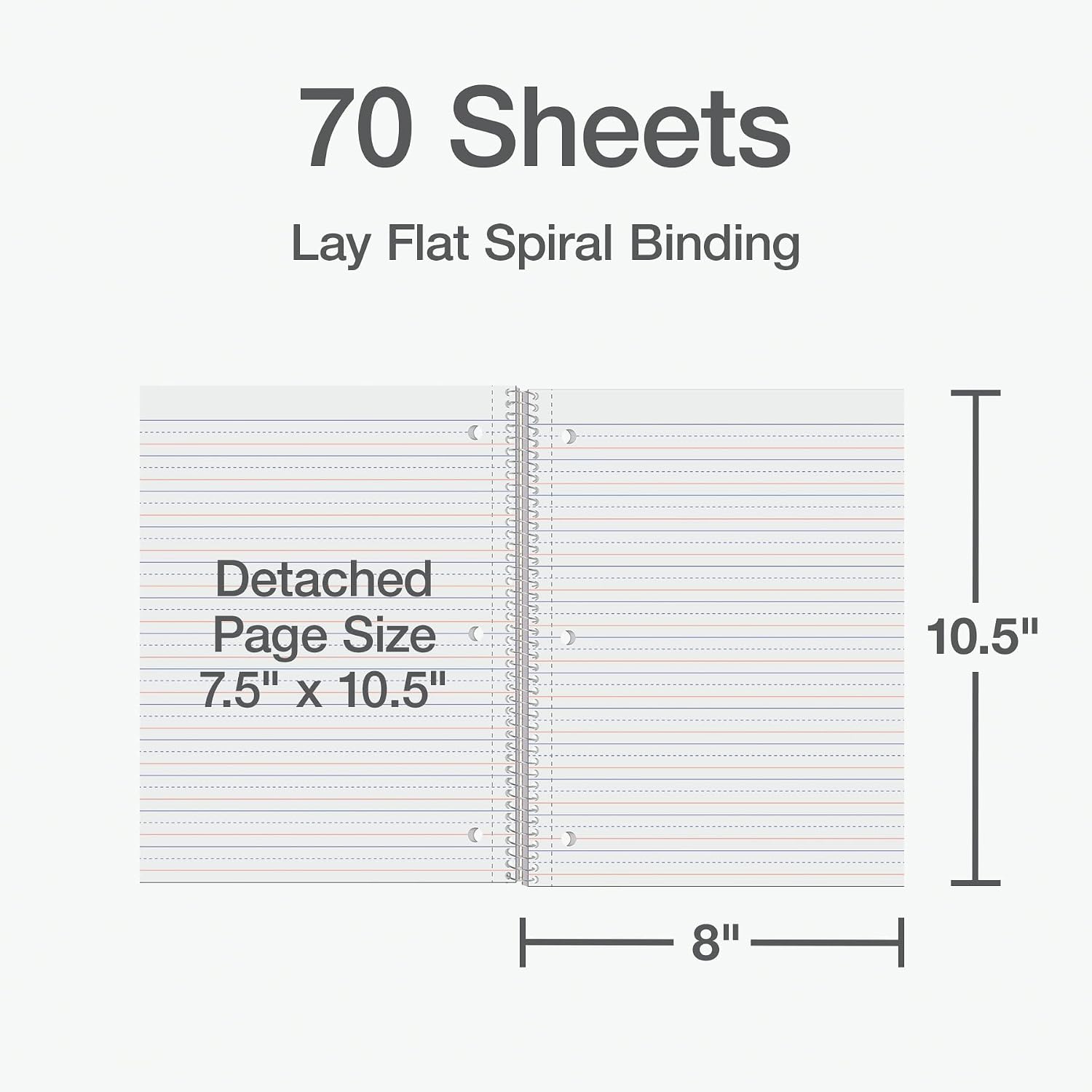 Oxford Primary Ruled Spiral Notebooks, Writing/Drawing Practice for Kids, Grades Pre-K, K-2, 70 Sheets, 8 x 10.5