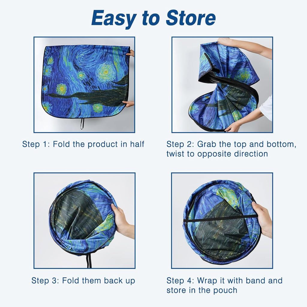 Car Windshield Sun Shade, Foldable Front Window Sunshade Blocks UV Rays, Keep Car Interior Cool, Universal Fit for