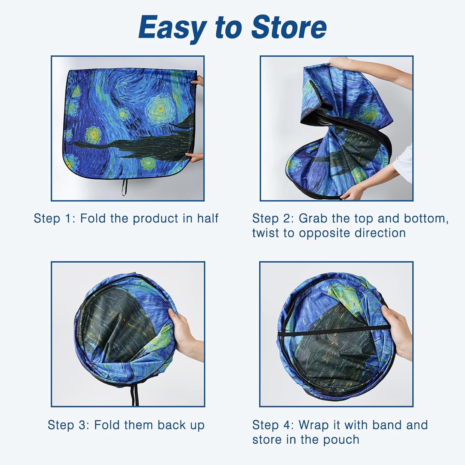 Car Windshield Sun Shade, Foldable Front Window Sunshade Blocks UV Rays, Keep Car Interior Cool, Universal Fit for