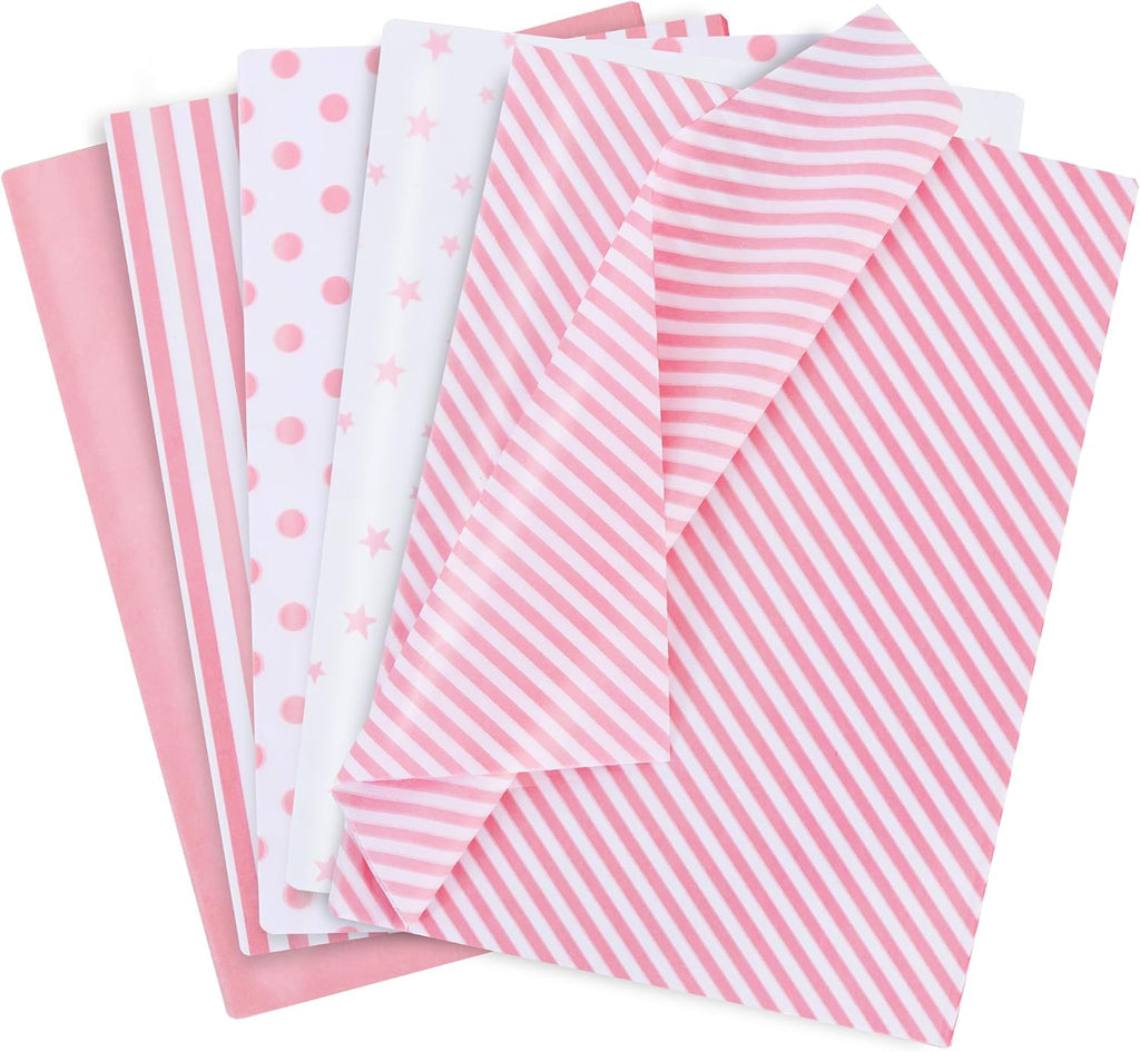 100 Sheets Pink White Tissue Paper Bulk for Gift Wrapping Gift Bag