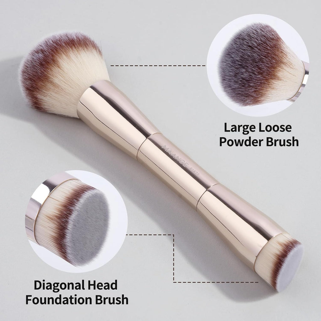 Foundation Makeup Brushes, 2Pcs Double Ended Makeup Brush for Blending Liquid Powder Concealer Cream Blush Buffe (Gold)