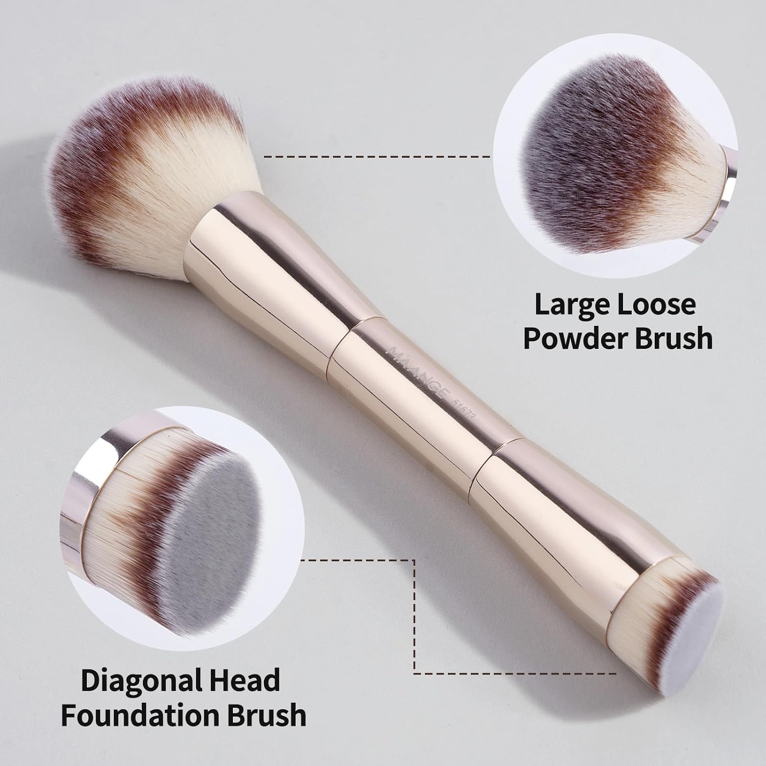 Foundation Makeup Brushes, 2Pcs Double Ended Makeup Brush for Blending Liquid Powder Concealer Cream Blush Buffe (Gold)