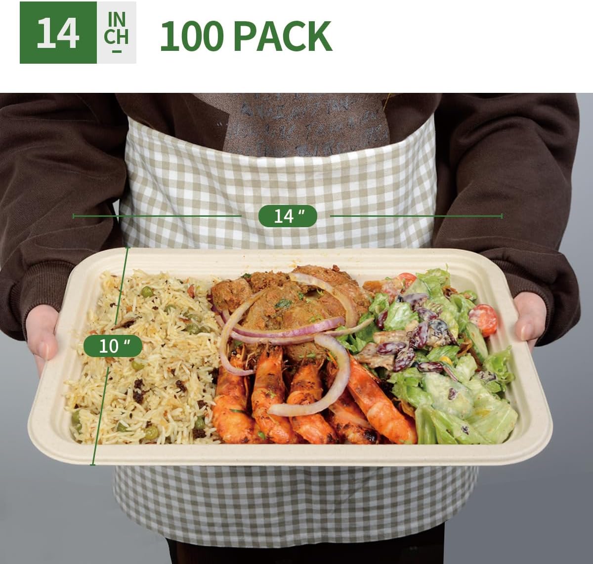 14 inch Disposable Food Trays 100 Pack Compostable Party Platters