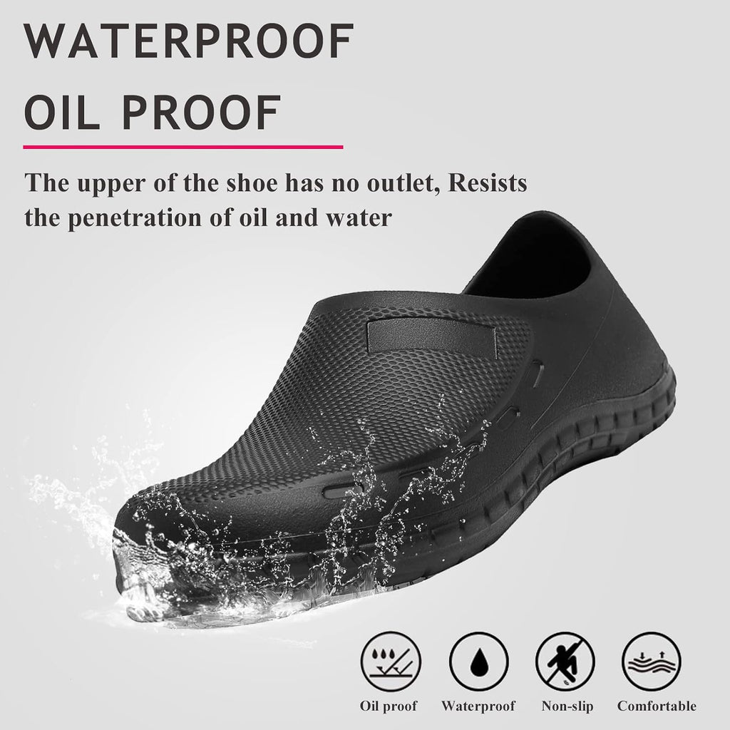 Men Non Slip Work Shoes, Waterproof Chef Shoes, Food Service Shoes for Restaurant, Oil Resistant Kitchen Work Clogs