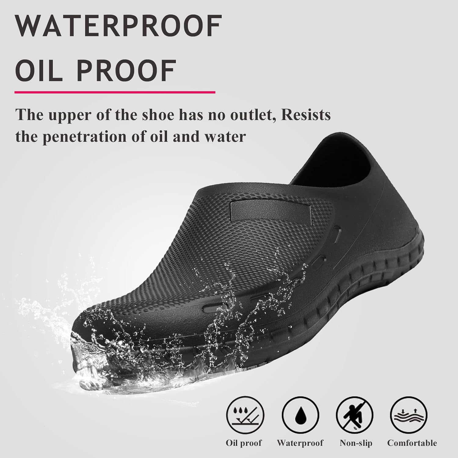 Men Non Slip Work Shoes, Waterproof Chef Shoes, Food Service Shoes for Restaurant, Oil Resistant Kitchen Work Clogs
