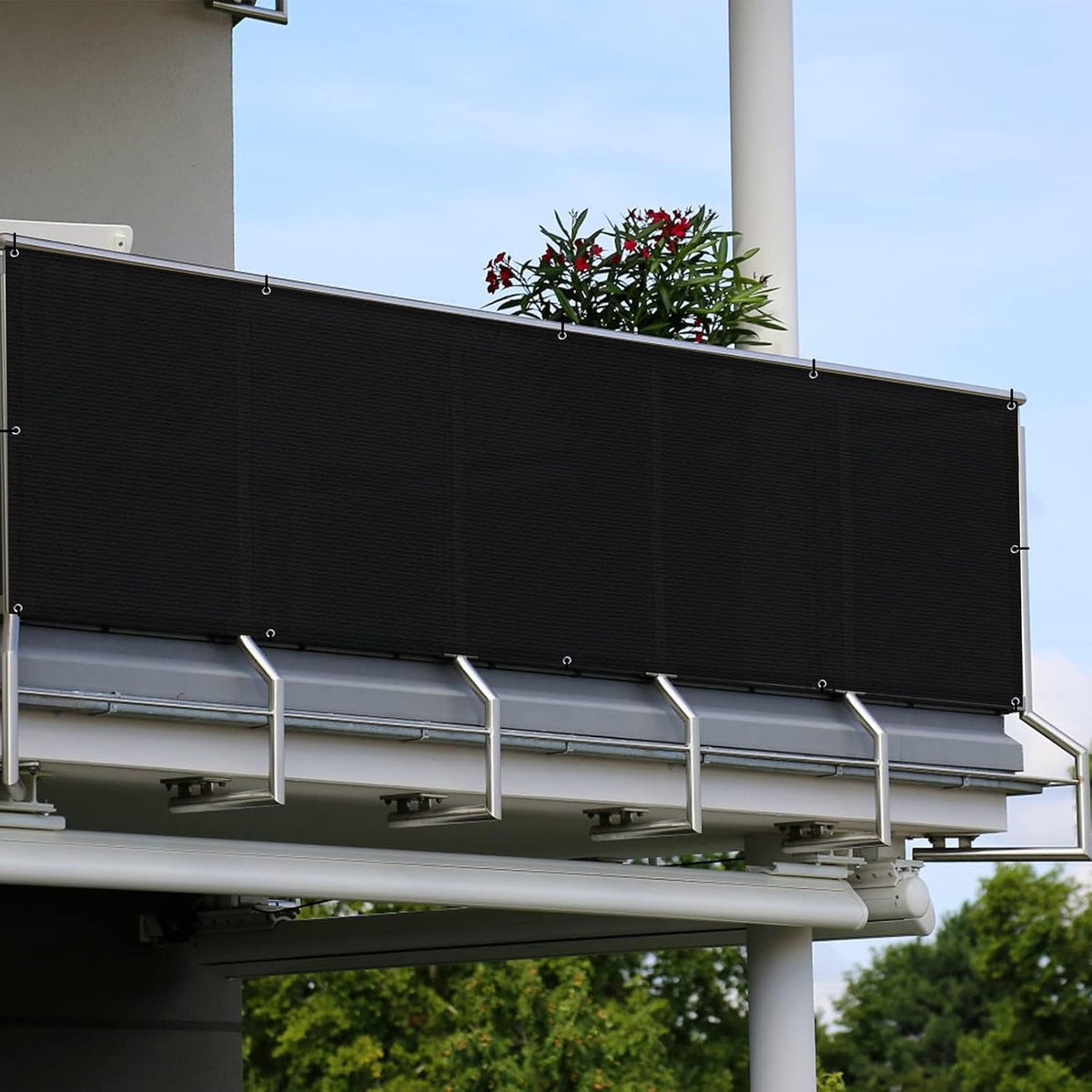 3'x10' Black Balcony Privacy Screen Fence Windscreen 90% UV Block