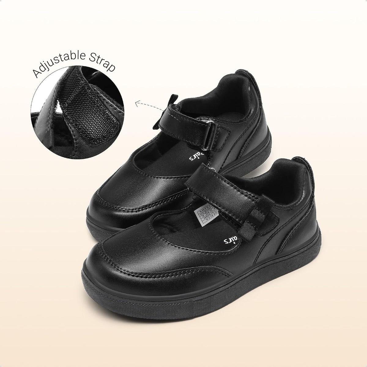 Girls Mary Jane Toddler School Shoes | Adjustable Strap Uniform Sneakers Durable Toe Flexible Non-slip Flats Easy On