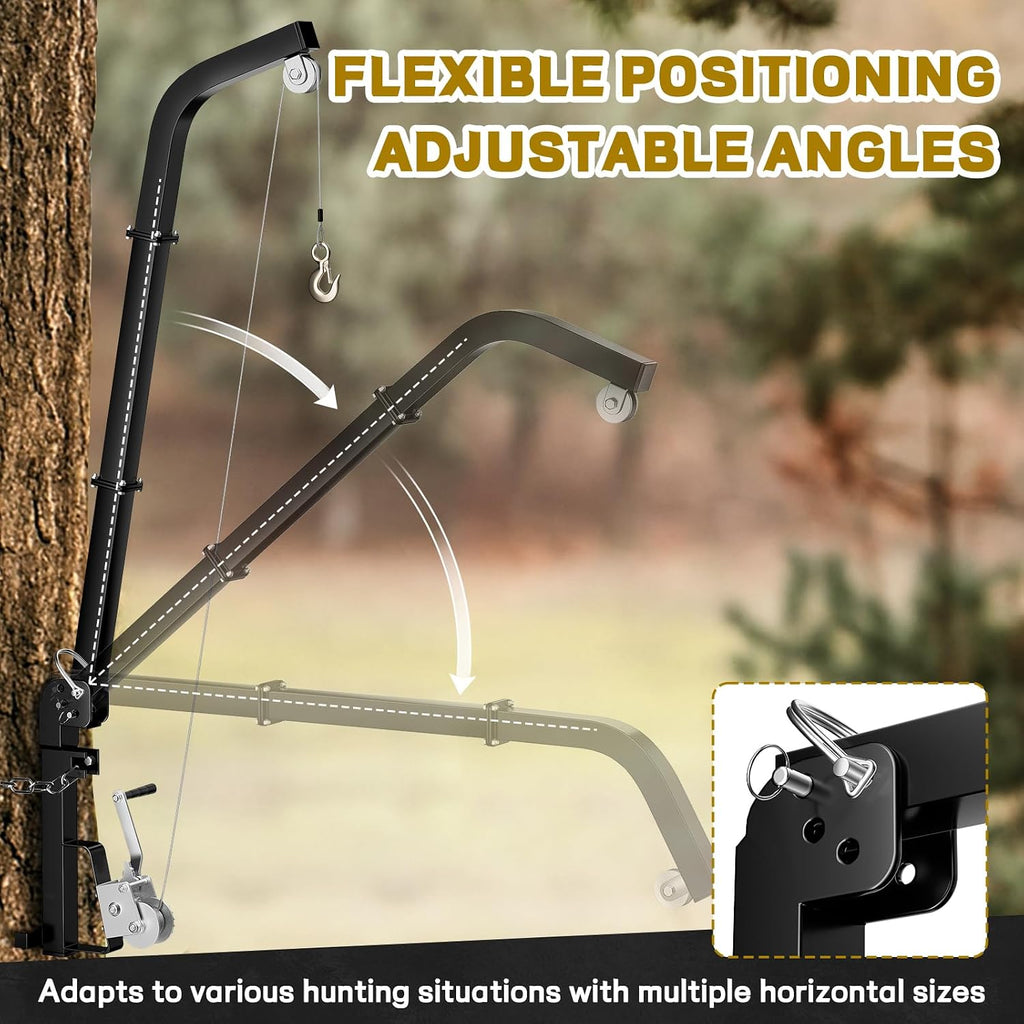 Tree Mounted Deer Hoist with Gambrel, 400 lb Capacity Deer Hanger
