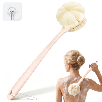 Back Scrubber for Shower, 15.7" Loofah with Handle Body Brush, Pink