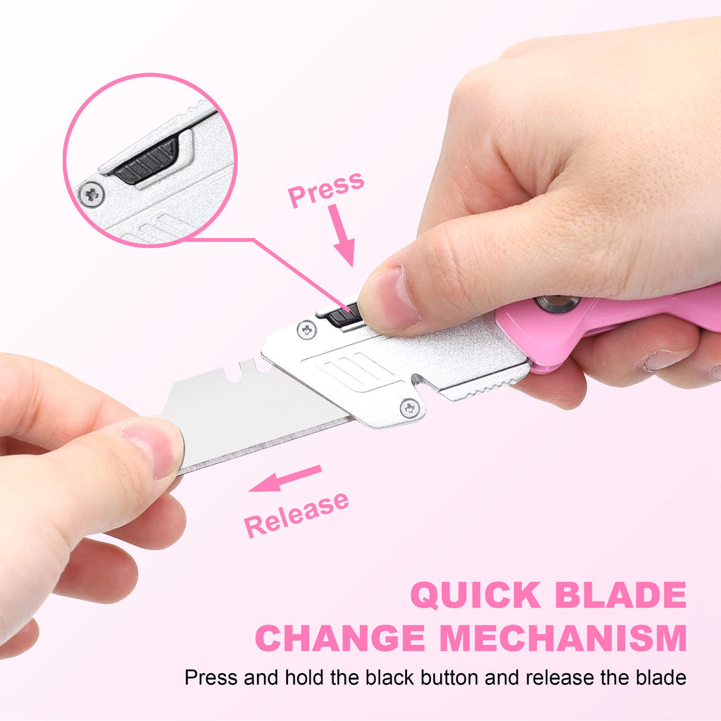 Folding Pink Utility Knife, Pocket Folding Pink Box Cutter