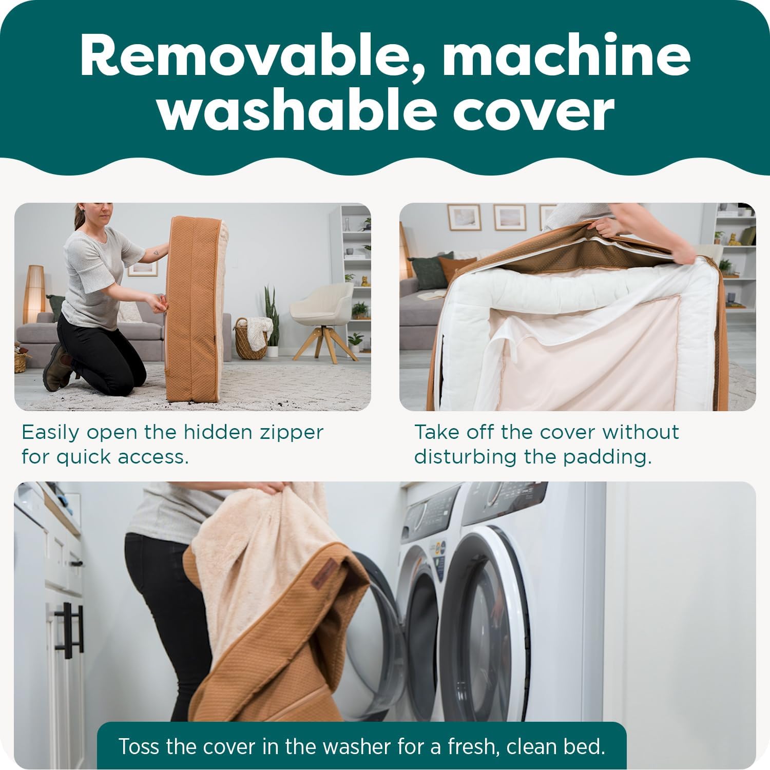Orthopedic Dog Bed for Large Dogs w/ Removable Bolsters & Washable Cover, For Dogs Up to 95 lbs - Two-Tone Plush Faux