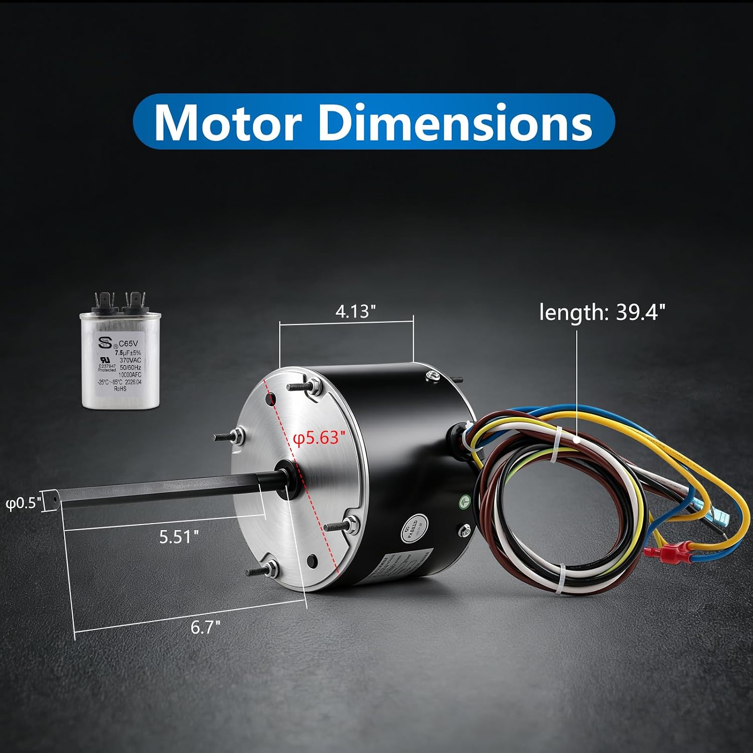 ORM5458 ORM5458B Conderser Fan Motor 1/3 HP 1075 RPM 208-230V 2A 48Y Frame | Ball Bearing AC Condenser Fan Motor for