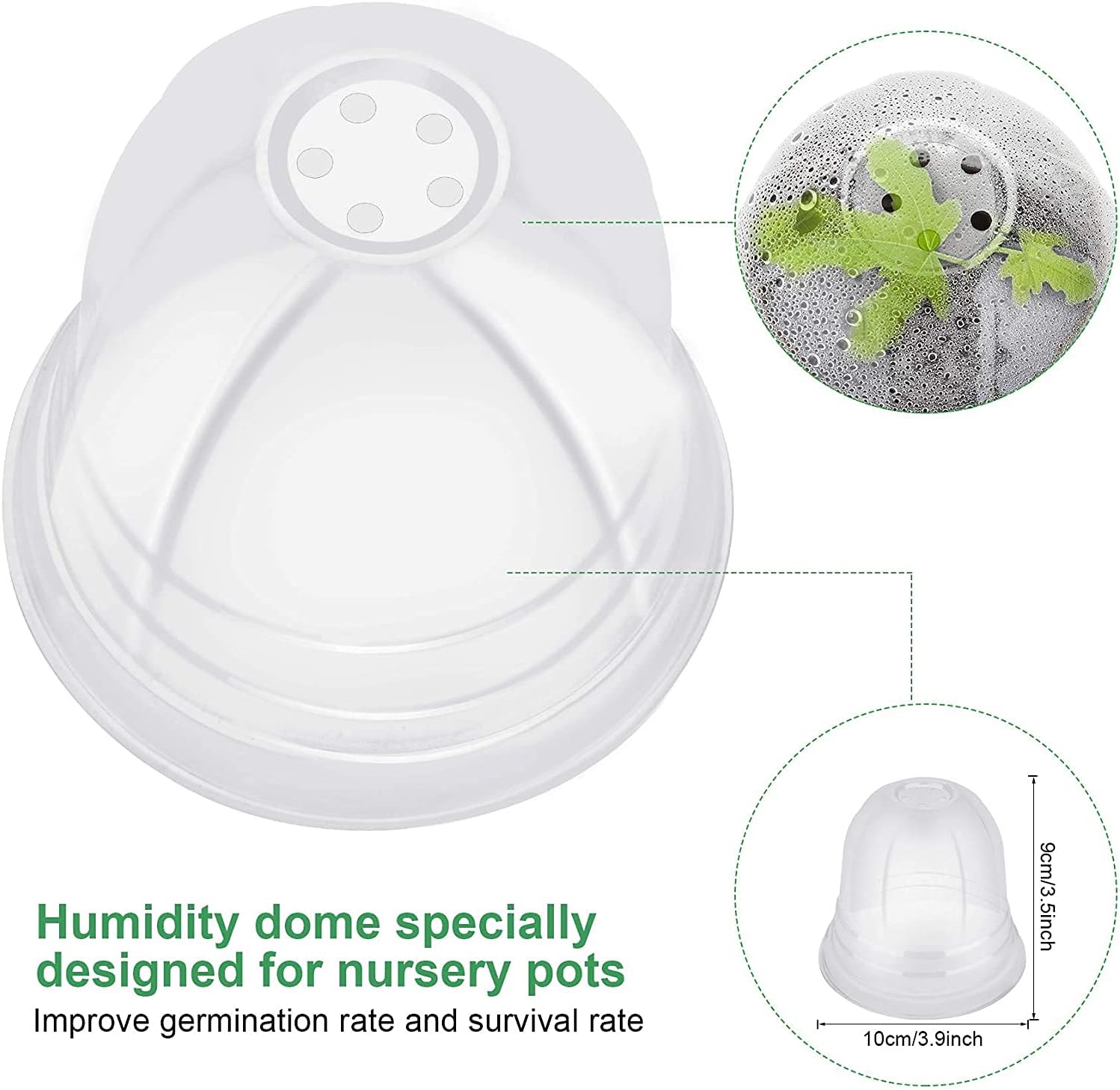 Nursery Pots with Humidity Dome, 4" Seed Starting Pot 30 Pack, Red | Reusable & Soft Plastic Pots, 8 Drainage Hole