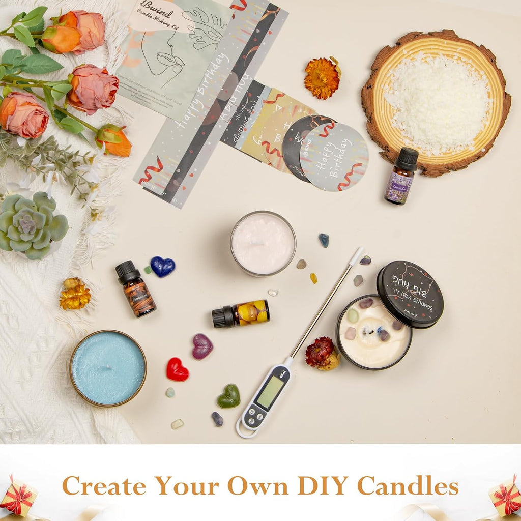 Candle Making Kit, Soy Candle Making Supplies DIY Candle Craft Tools for Adults, Beginners with 8 Pleasant Scents