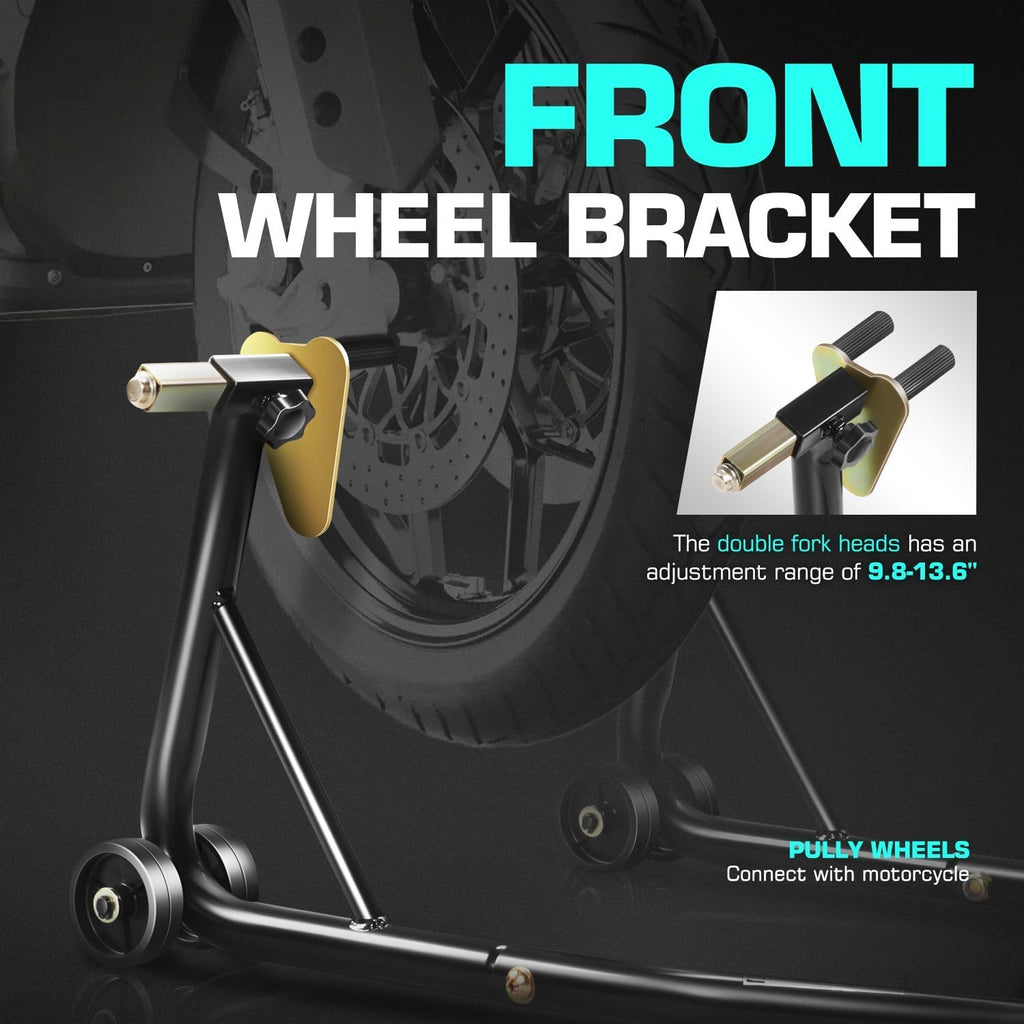 Motorcycle Stand Lift Universal Paddock Lift Stand 880 Capacity Front Wheel Fork Stand Rear Wheel Swingarm Spool