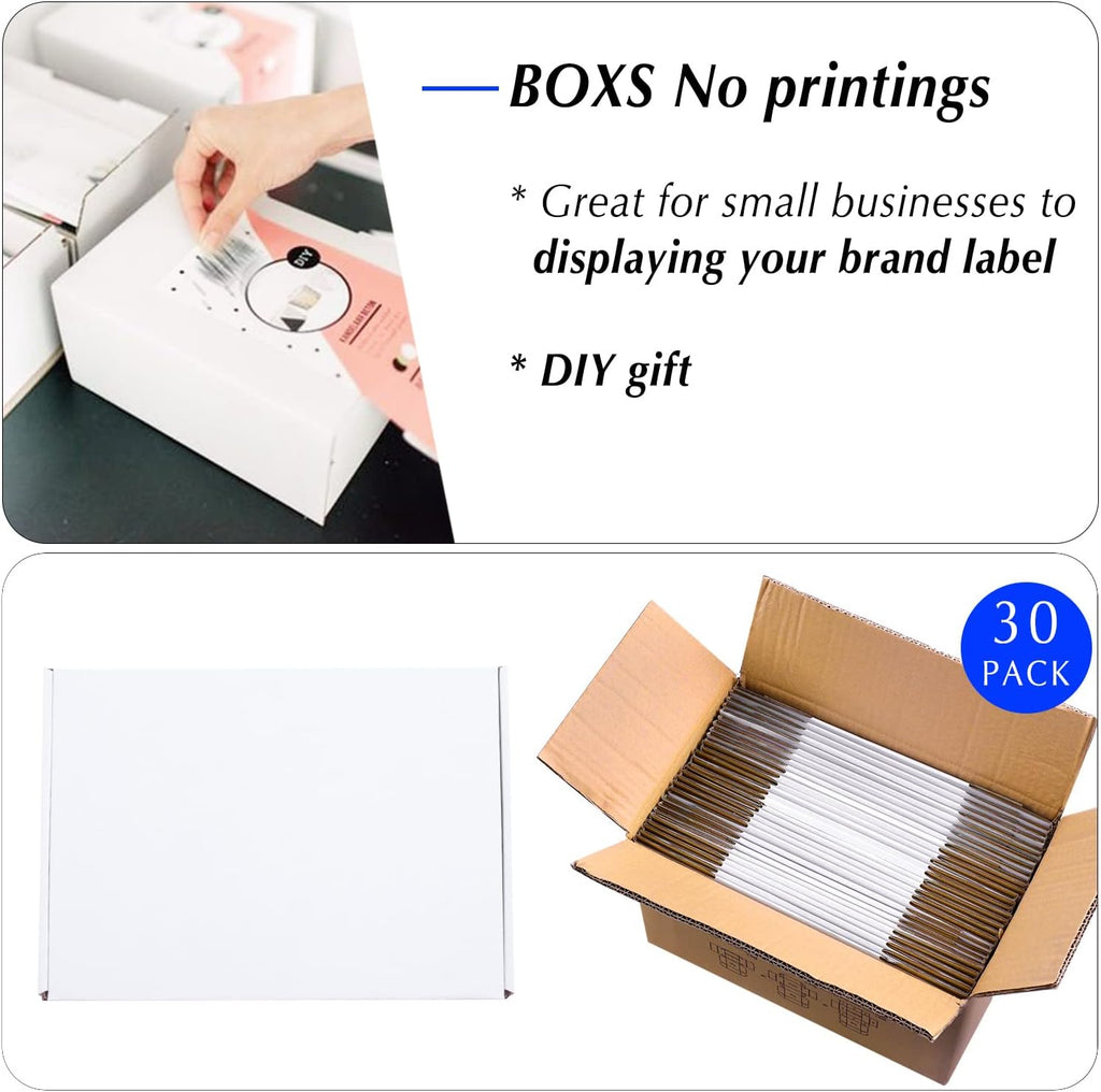 9x6x4 White Cardboard Boxes - 30 Pack Shipping Boxes for Small Business Mailing, Corrugated Packaging