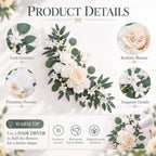 2 Pcs Wedding Arch Flowers, Large Artificial Flower Swags, White