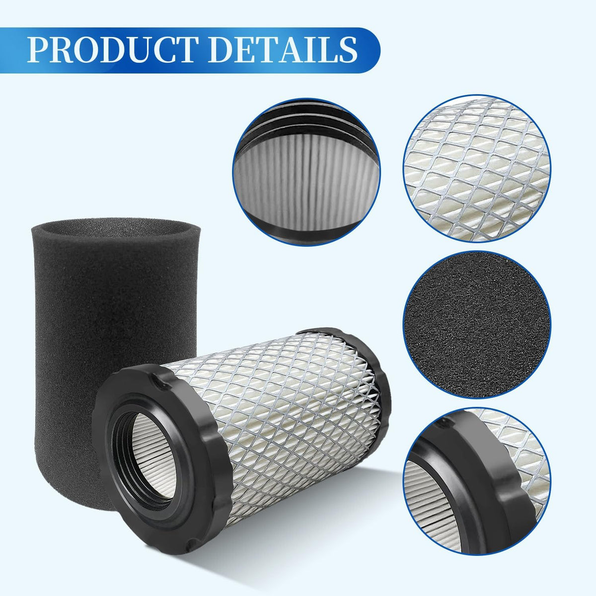 Air Filters Replace for 796031 591334 or 594201 Plus 797704 Foam Pre-cleaner