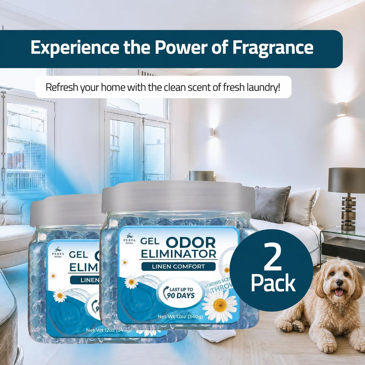 Gel Air Freshener - Odor Eliminator & Absorber - Linen Scent by Perfa