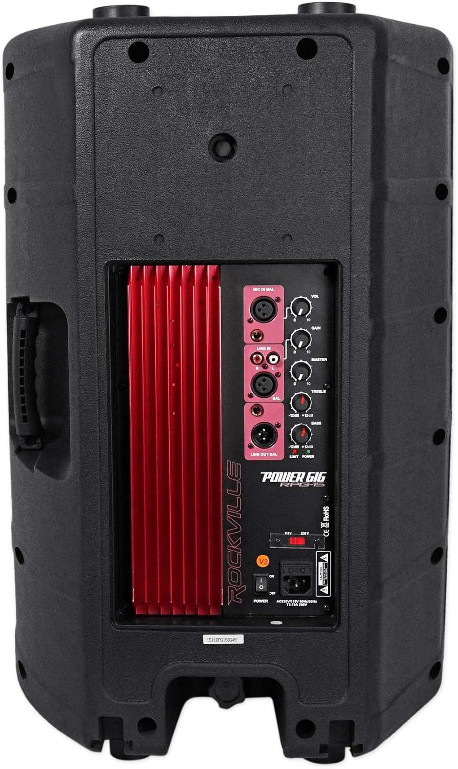 RPG15 1000W Peak/250W RMS Powered 15" 2-Way DJ PA Speaker, Class-AB Amp, XLR/RCA/1/4" Inputs, Flyable/Floor Monitor