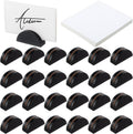 24 Pcs Wooden Table Number Stands with Tented Cards,Black, White