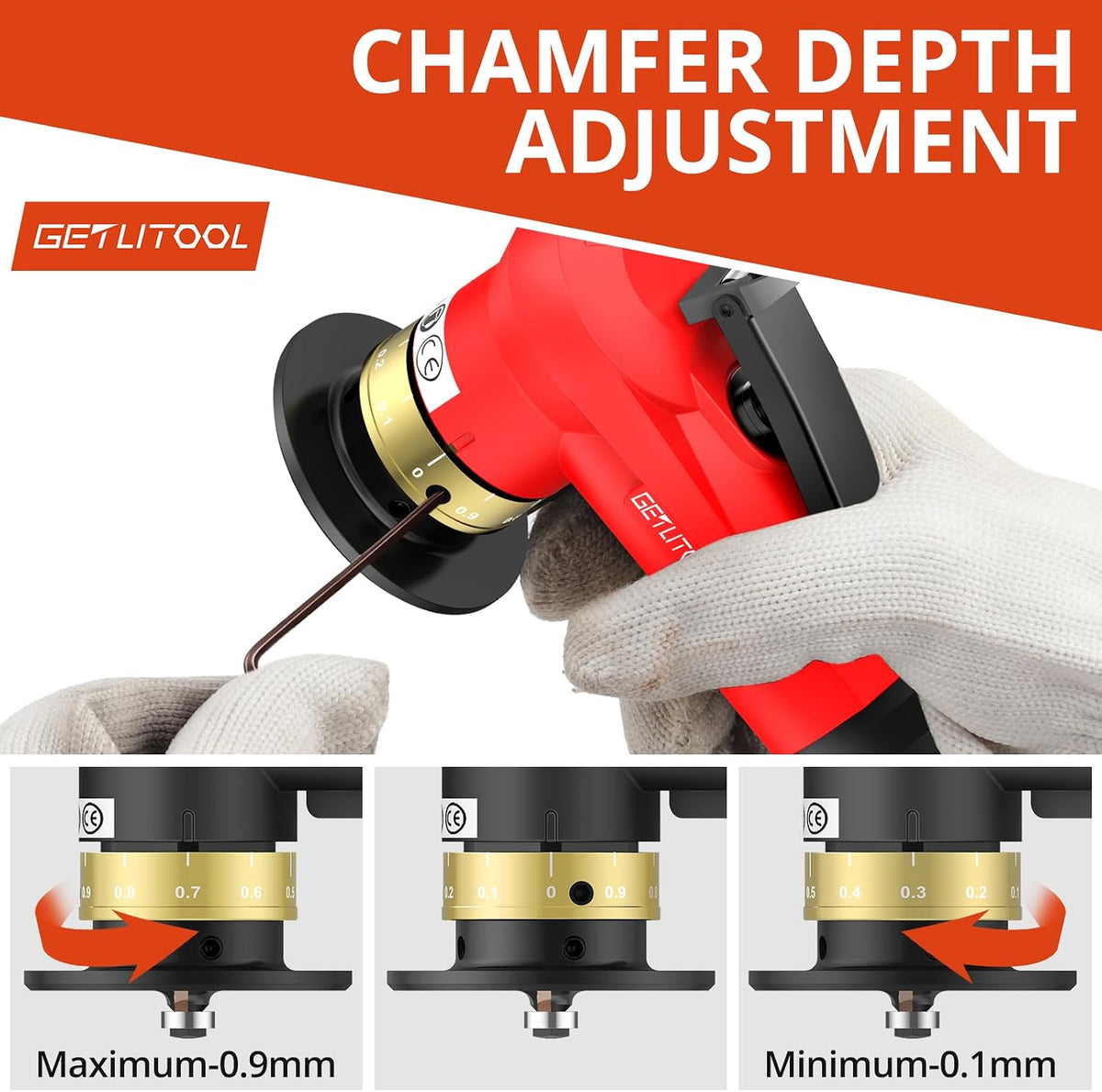 GETLITOOL Pneumatic Chamfering Tool 30000 RPM with 12C & 10R-Angle Blade