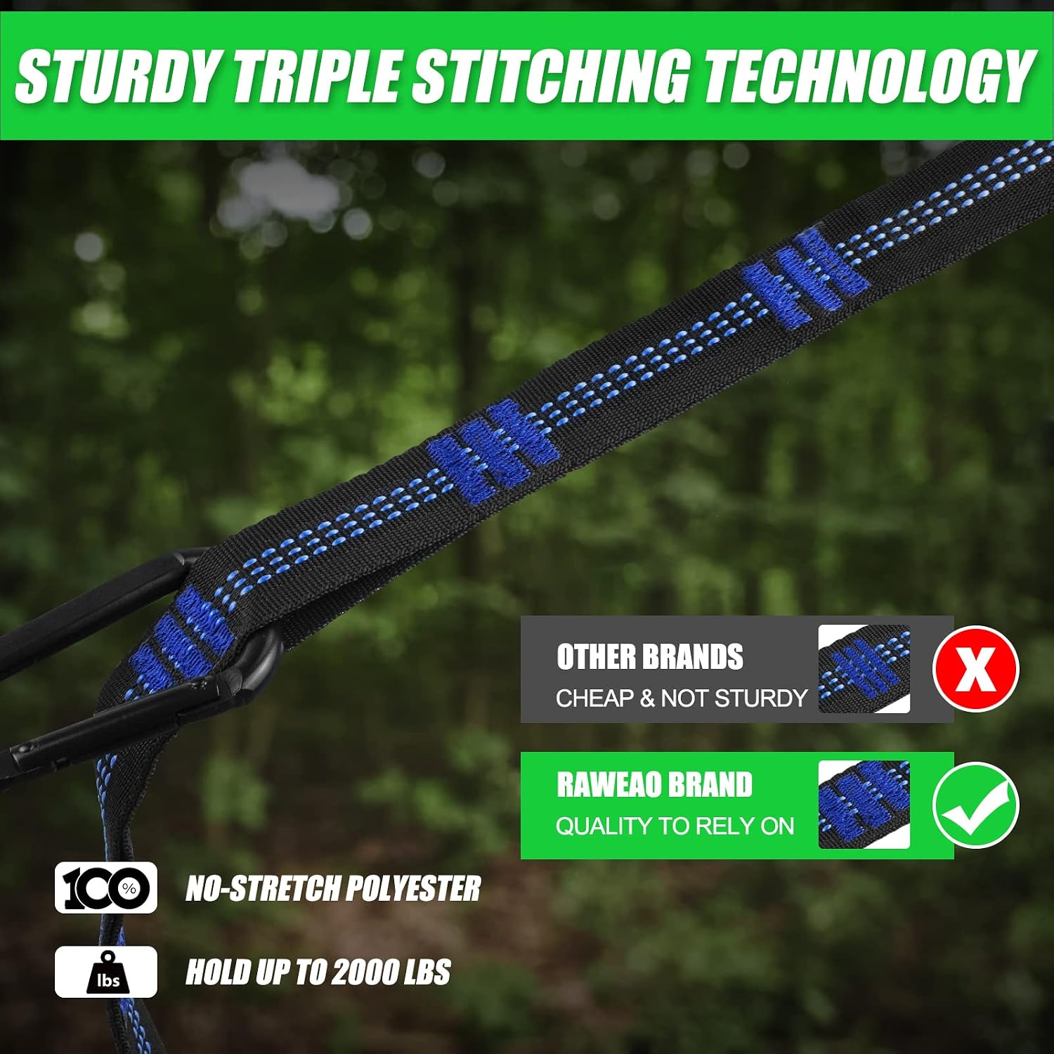 Hammock Straps – Camping Hammock Tree Straps Set | 20 ft Long Combined, 30+2 Loops, 2000 LBS Heavy Duty Strap for