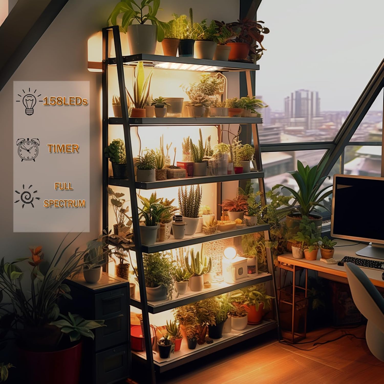Grow Lights for Indoor Plants,Ultra-Thin Panel Grow Lamp,158LEDs Full Spectrum Grow Lights for Under Cabinet Plant