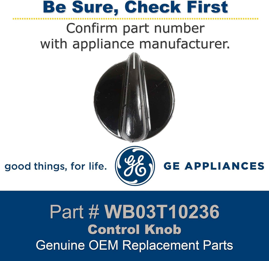 GE WB03T10236 Genuine OEM Control Knob (Black) for GE Range/Stove/Ovens
