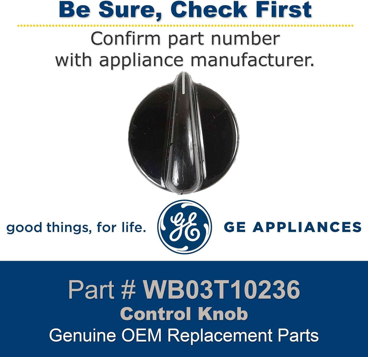 GE WB03T10236 Genuine OEM Control Knob (Black) for GE Range/Stove/Ovens