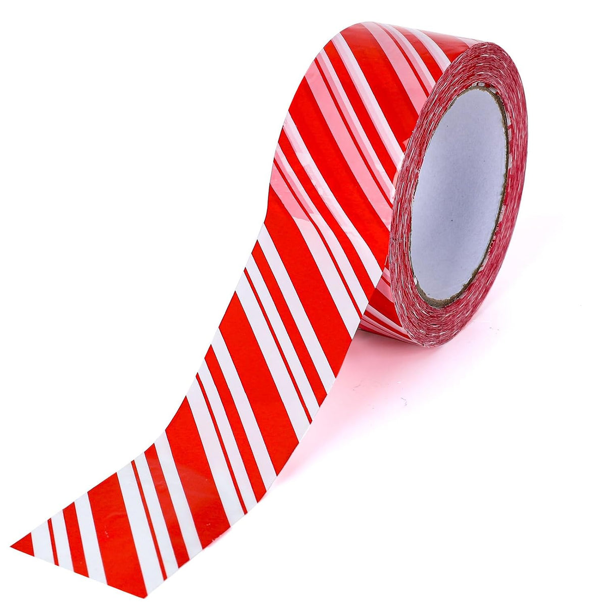 109 Yard Christmas Candy Packing Tape Xmas Red and White Striped Pattern Tape Waterproof Shipping Tape for Small
