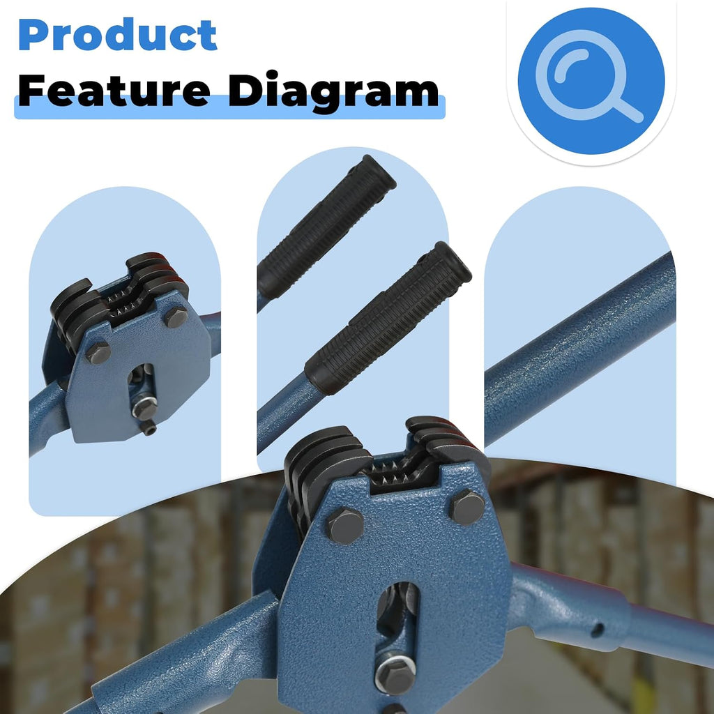 Strapping Sealer/Crimper for 1/2"-3/4" Polypropylene (PP) Polyester Strapping Band Manual Banding Tool with 20.5"