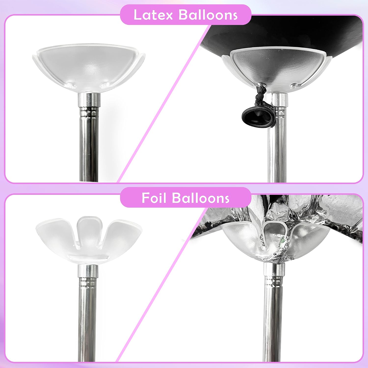Telescoping Balloon Stand Set of 4, 1.5ft to 7ft Free Adjustable Metal Balloon Column Stand for Party Decorations