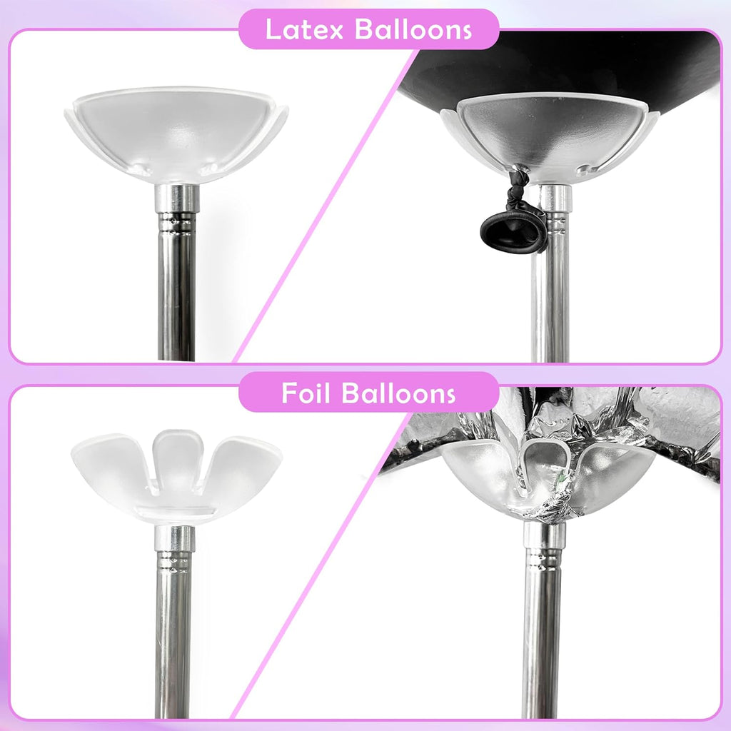 Telescoping Balloon Stand Set of 2, 1.5ft to 7ft Free Adjustable Metal Balloon Column Stand for Party Decorations